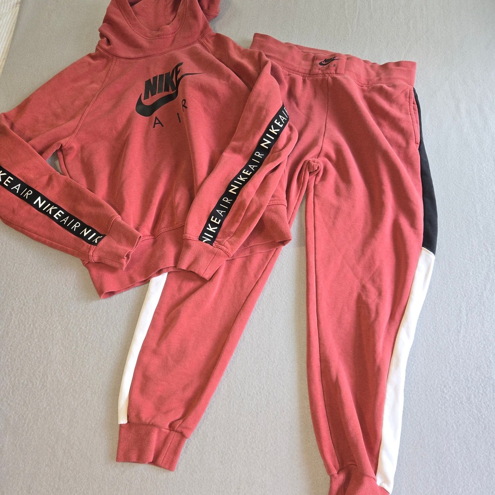 Nike Tracksuit Womens Medium Clay Red Air Hoodie and Joggers Set CZ4014-661
